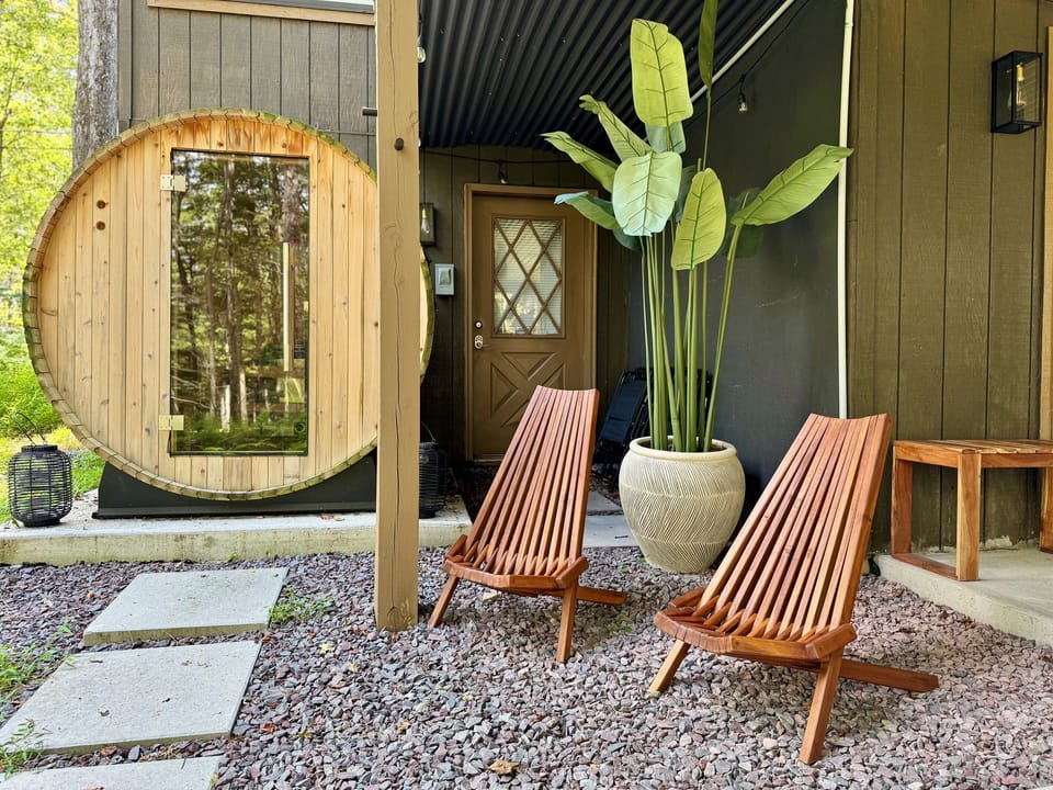“Chill out, then sauna up — your private forest spa awaits.”