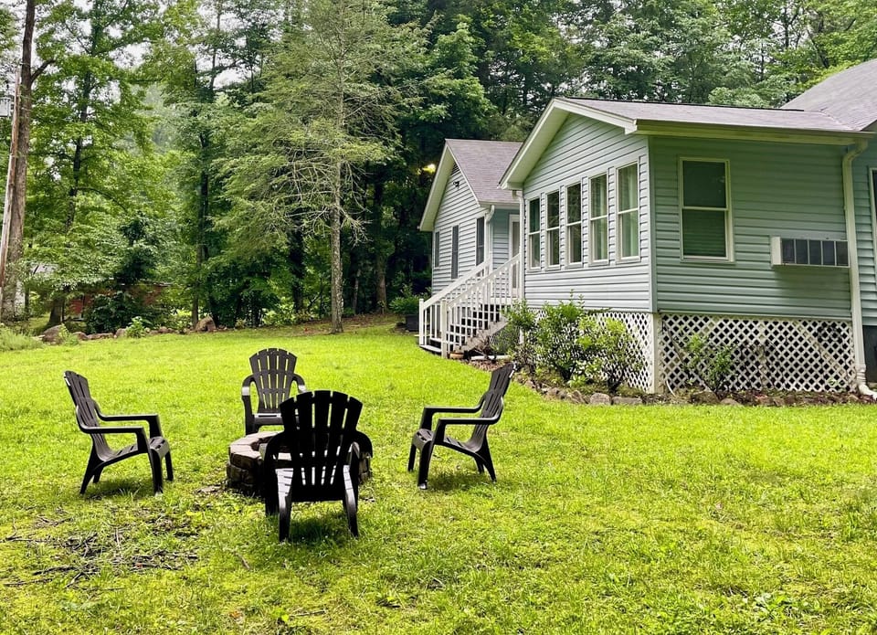 Riverside view with firepit