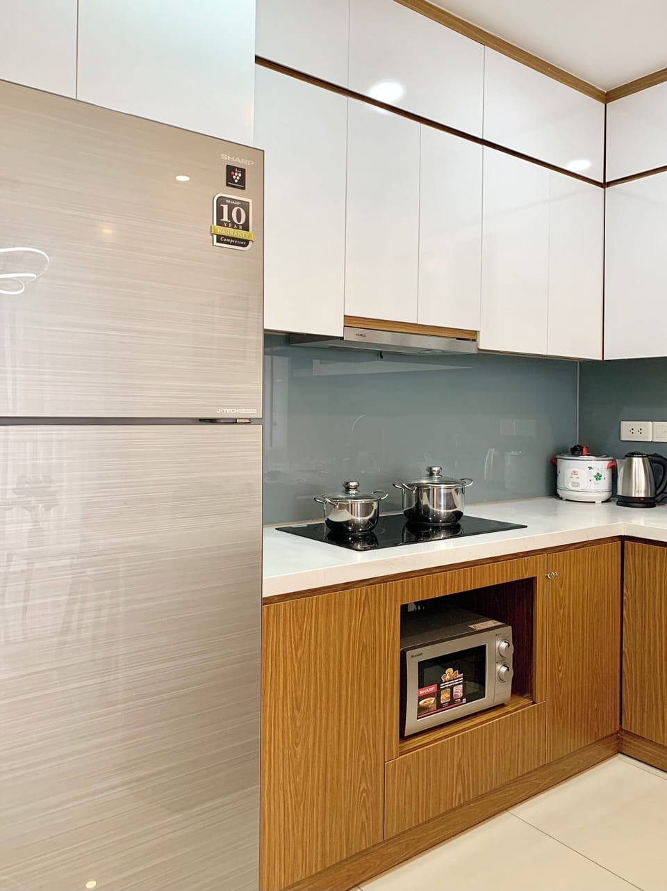 City Apartment, Balcony, Partial Lake View | Private kitchen | Full-size fridge, microwave, stovetop, rice cooker