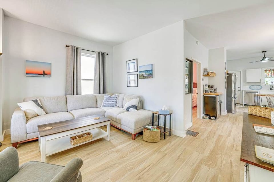 First floor living room that opens up to the dining room and kitchen