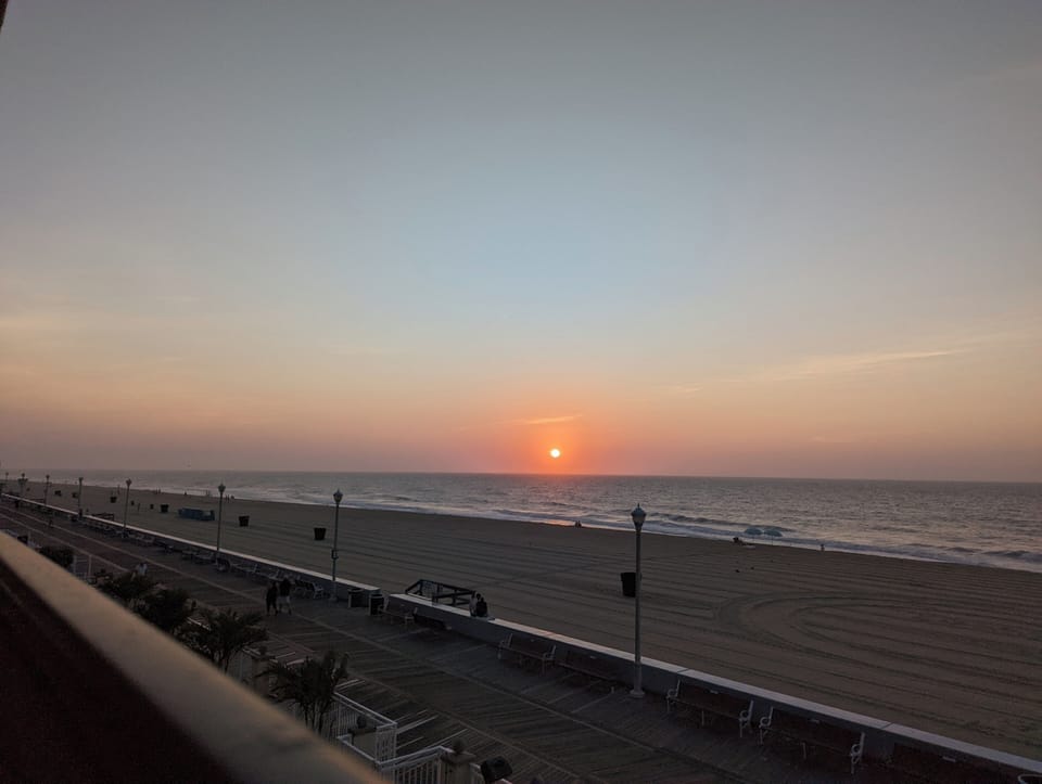 Sunrise view over the ocean from balcony