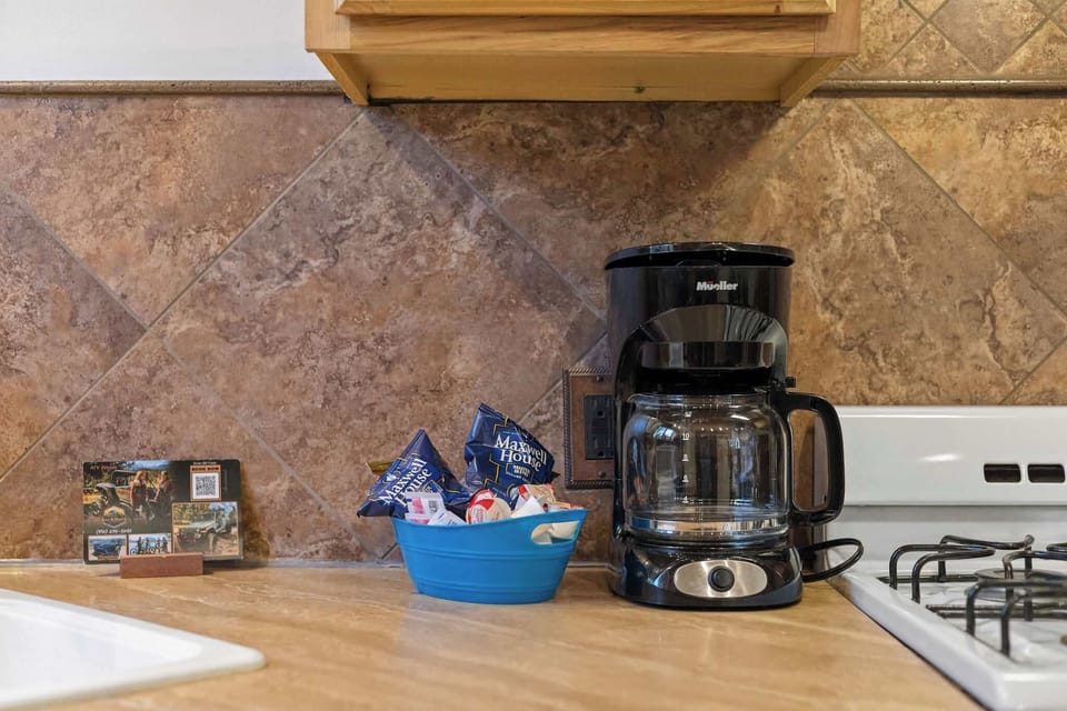 The cabin is always stocked with coffee, cream and sugar.