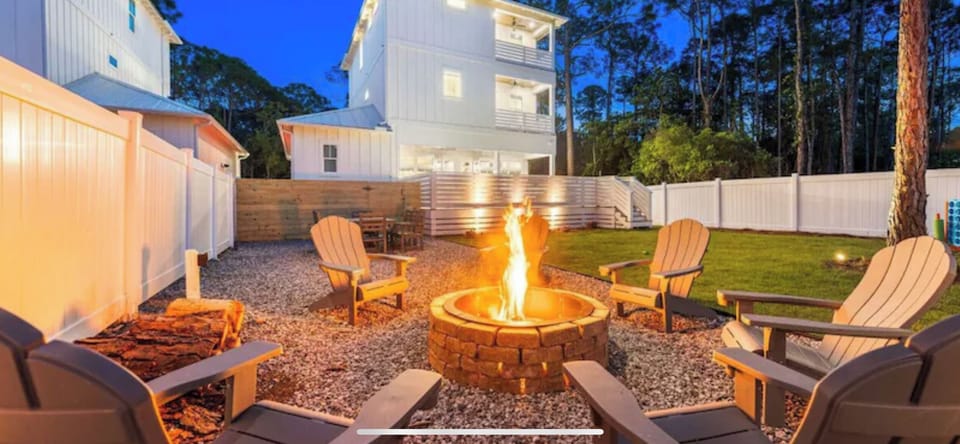 Gather around this magical fire pit for evening conversations under the stars, with comfortable seating perfect for s'mores and memories.