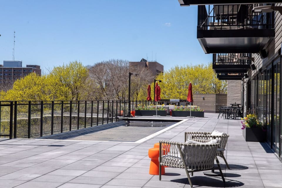 Soak up the sun on the seasonal pool deck, a perfect urban oasis open from Memorial Day to Labor Day