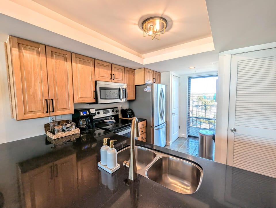 Modern kitchen with sleek appliances