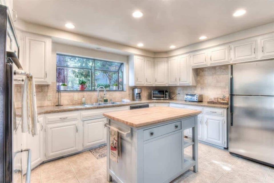 Updated Kitchen with Butcher Block Island