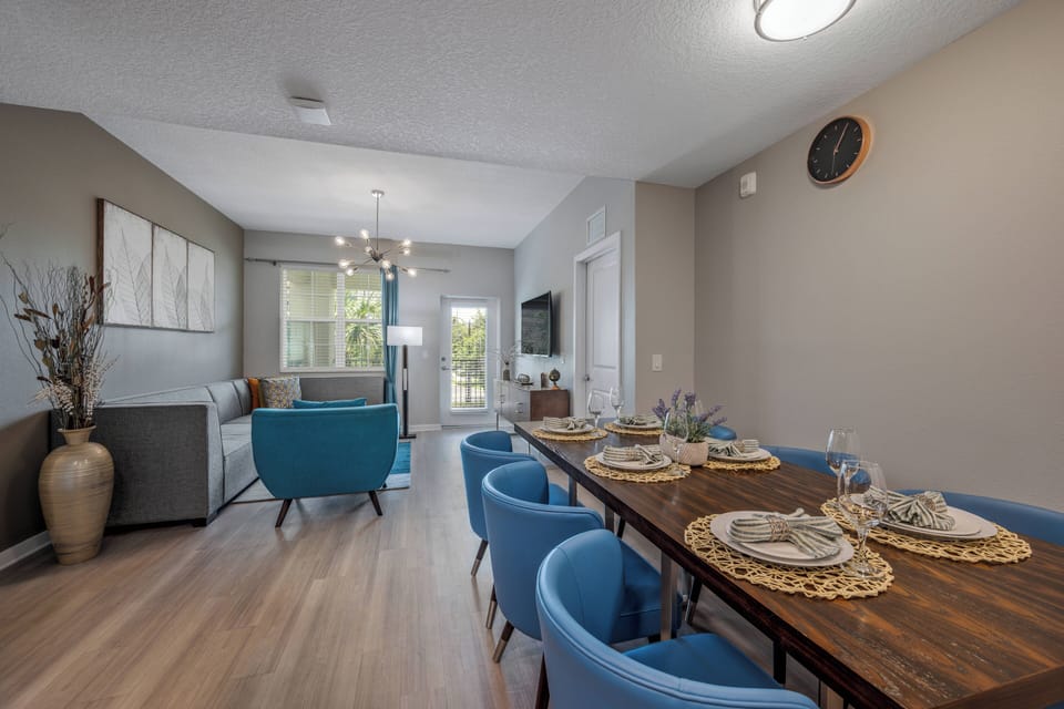 Dining area and living room