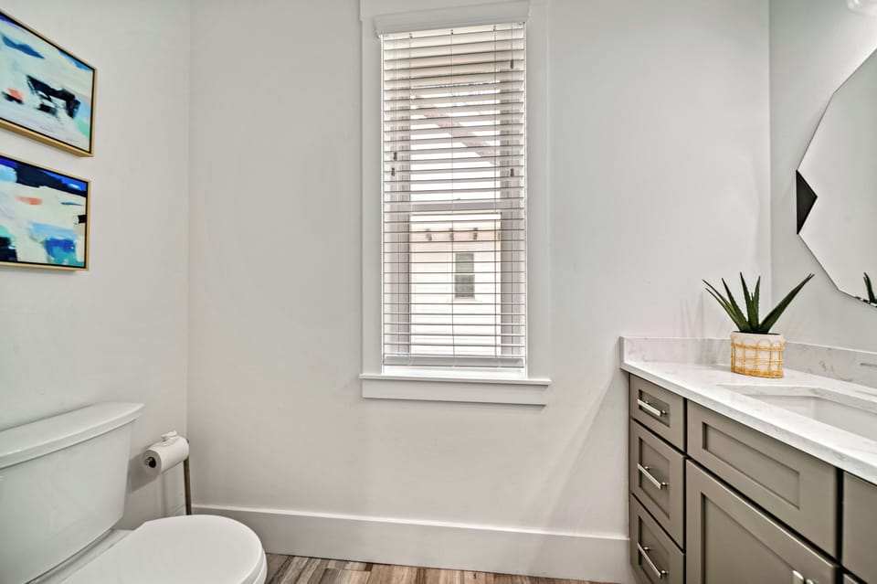 A fresh guest bath on the main floor hall.