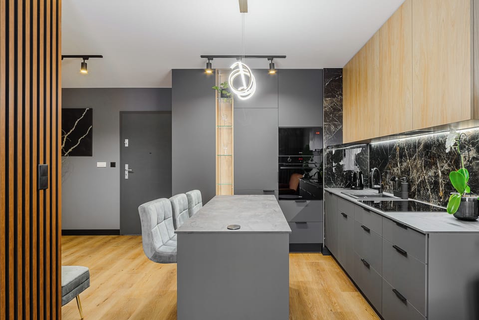 Exclusive Apartment | Private kitchen | Coffee/tea maker, full-size fridge, oven, stovetop