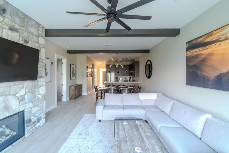 Living Space With A Flat Screen, Gas Fireplace & Queen Sleeper & Balcony Access