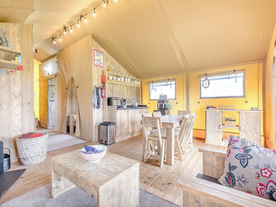 Open plan living space | Muntjac - Hawthorns Glamping, Foxley, near Dereham