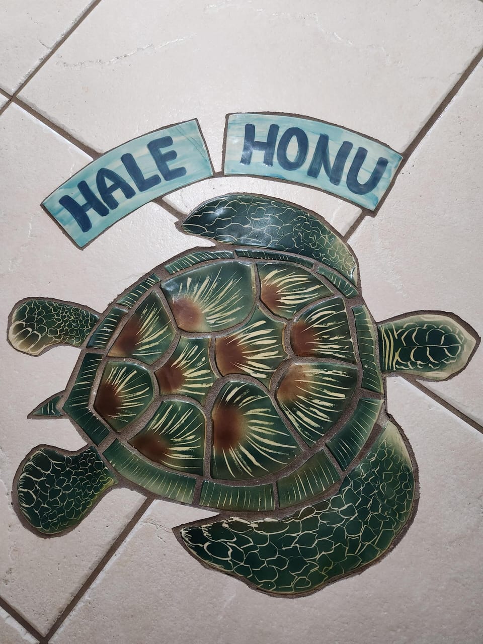 Hale Honu (Turtle House) Turtle Mosaic on the Floor at Entry
