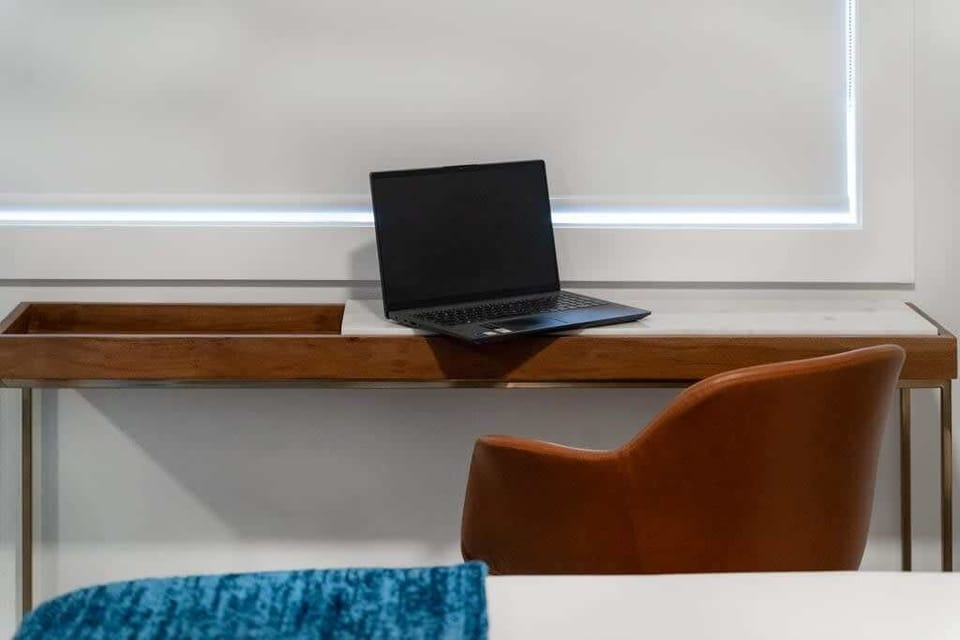 A dedicated workspace nestled in the bedroom oasis