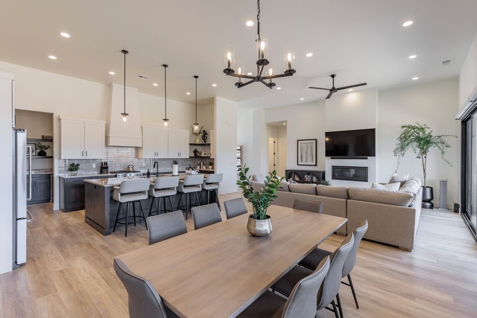 Dining Area - The beautiful wood dining room set can comfortably seat 8 people.
