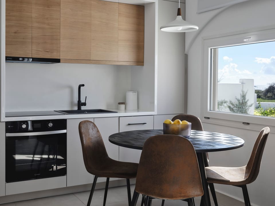 Full-size fridge, oven, stovetop, dishwasher
