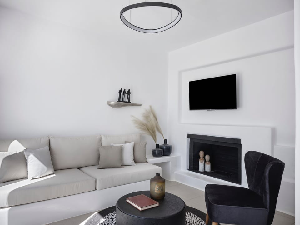 40-inch flat-screen TV with satellite channels, TV