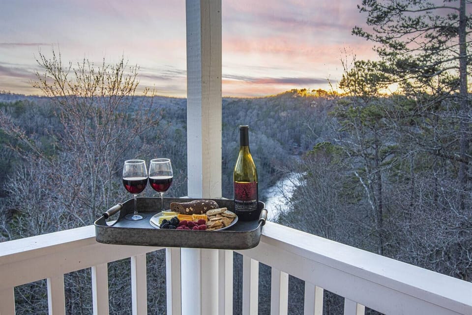 Balcony Retreat: Indulge in fine wine and snacks as nature's hues enchant your evenings!