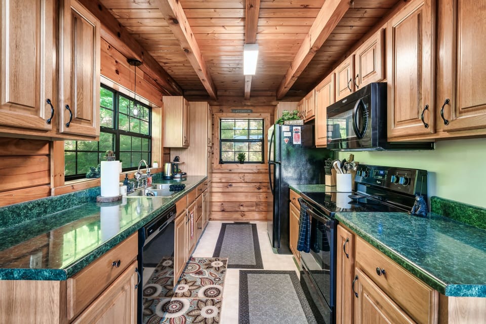 Fully equipped kitchen right off of the open concept living space