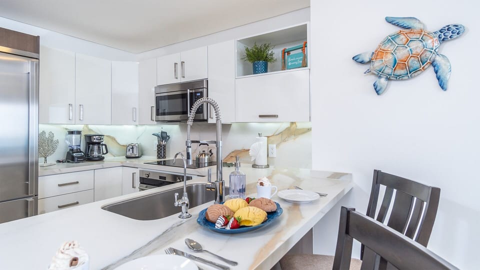 Enjoy a snack in the kitchen.