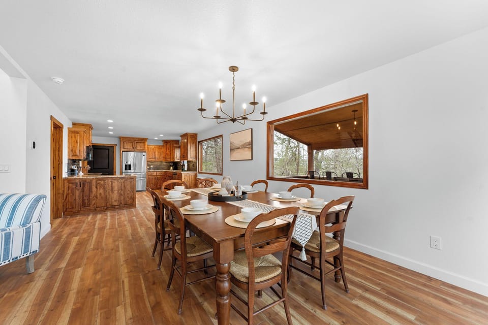 Dining table with seating for eight.