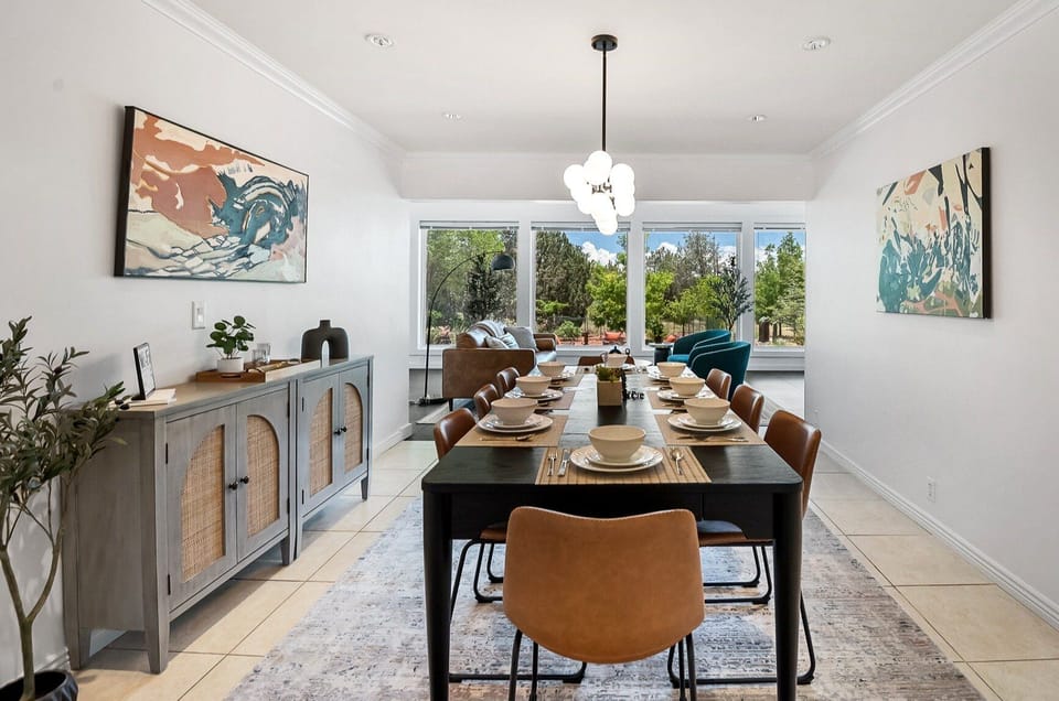 Dining area has seating for eight guests