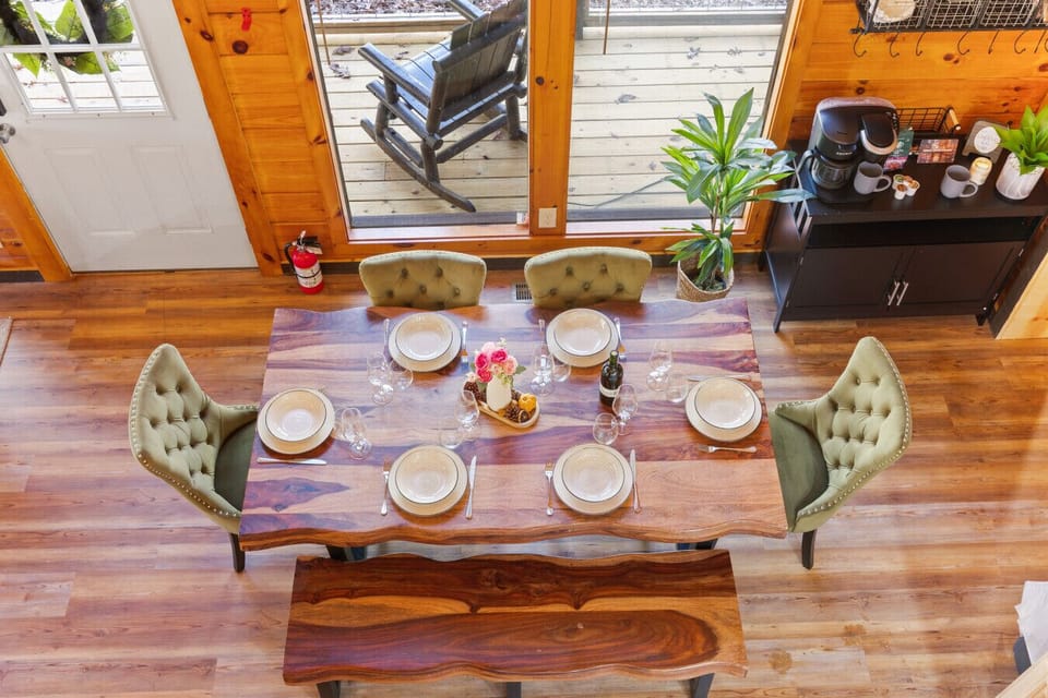 Share stories and meals around this inviting dining table.