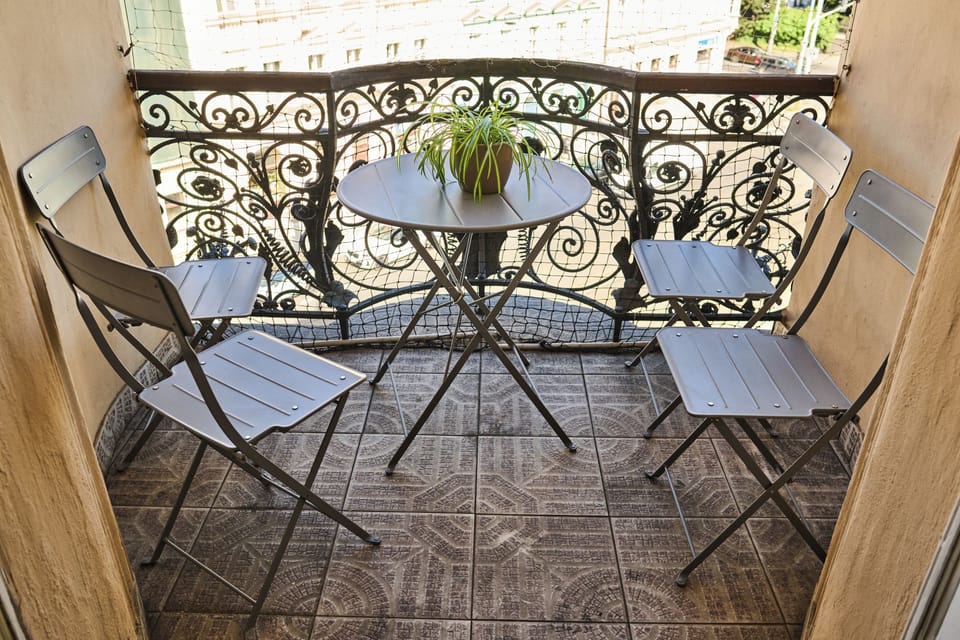 balcony boasts nice views of nearby parks