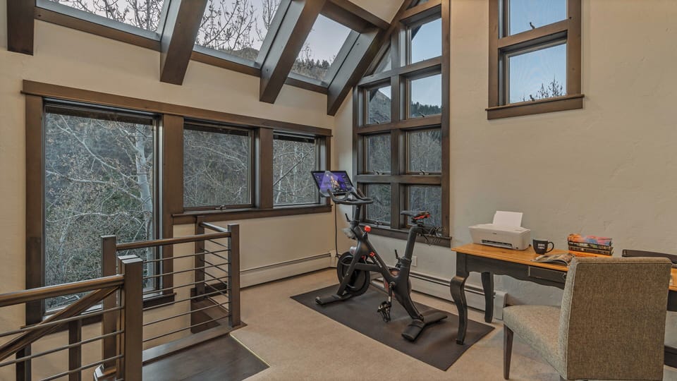 Loft, Uppermost Level - Peloton bike and desk area