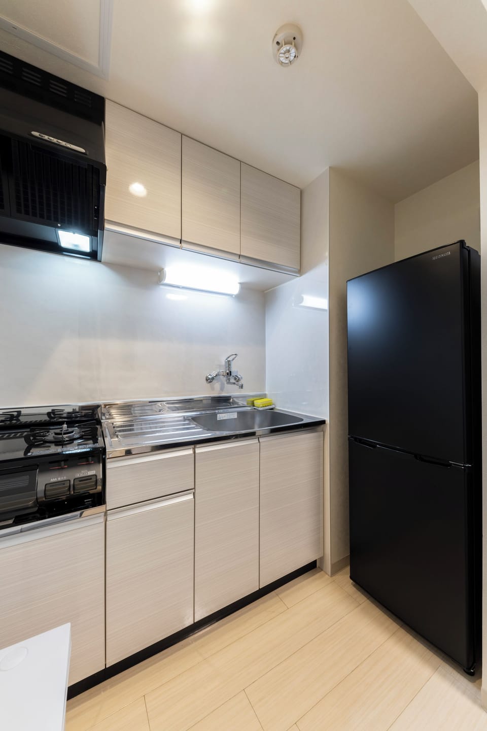 Basic Apartment | Private kitchen | Full-size fridge, microwave, stovetop, electric kettle