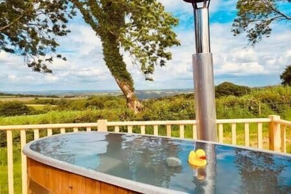 Wood fired hot tub with stunning views