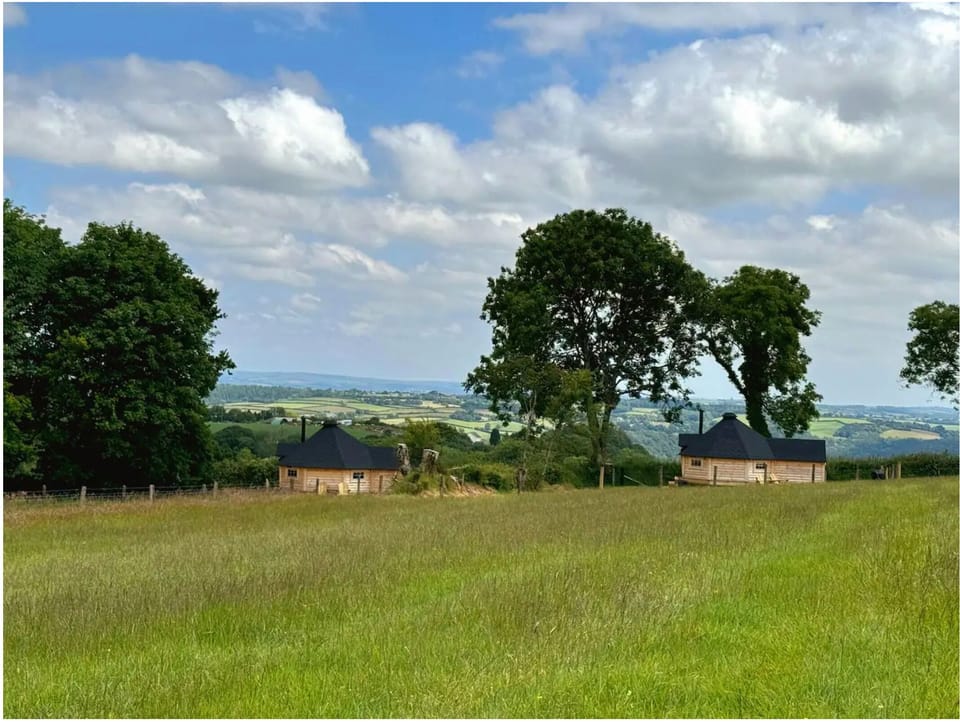Both of our cabins, each in their own field