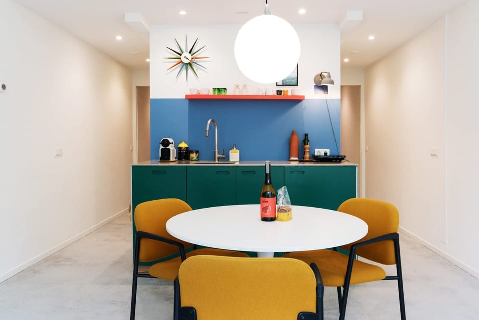 The kitchen, as well as the dining table, are there to allow you to cook a home meal during your stay