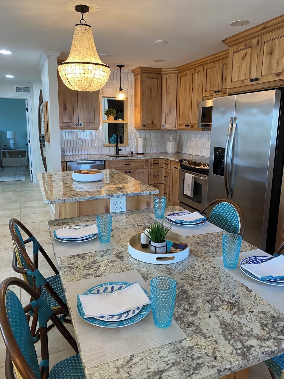 Open concept kitchen and living area
