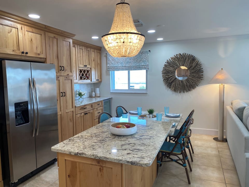 Stainless appliances plus mini fridge and wine rack for adult beverages!