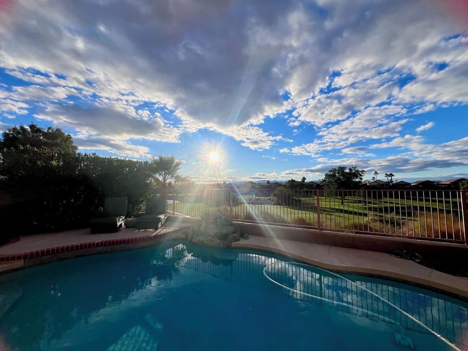 Sunset from private patio overlooking the golf course.