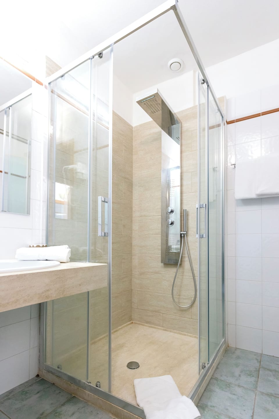 Shower, rainfall showerhead, hair dryer, bidet