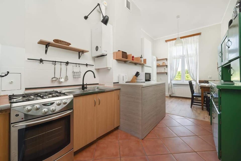 Kitchen with a kettle.
