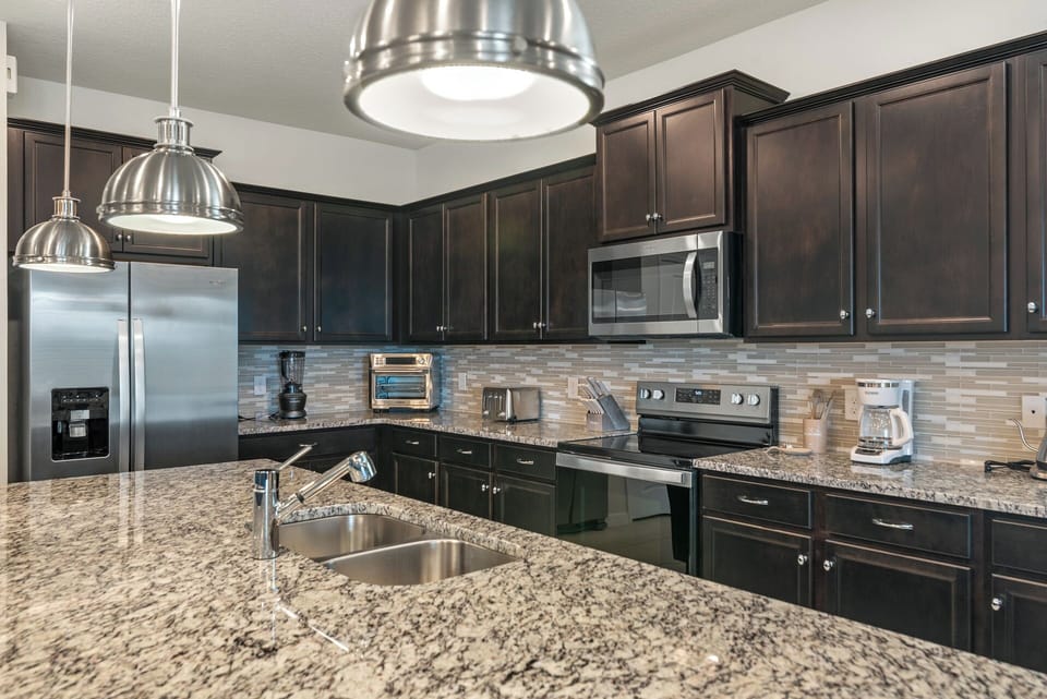 Full Size Kitchen with Basic Kitchen Starter Essentials and Bar Stool Seating