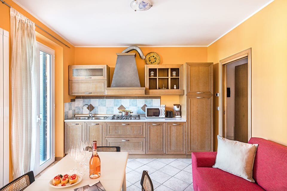 Apartment | Private kitchen | Full-size fridge, microwave, oven, stovetop