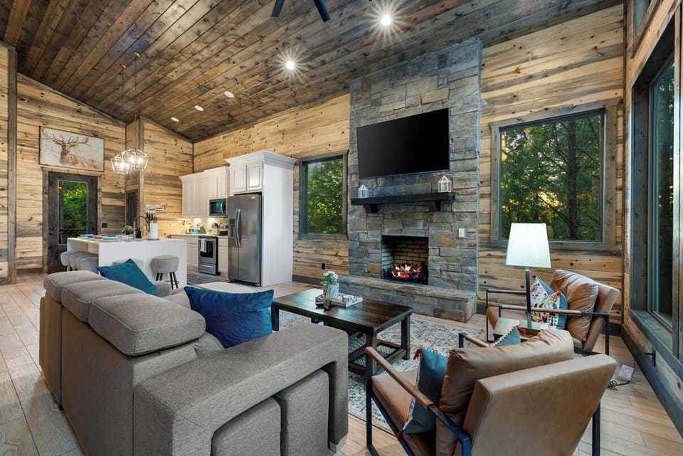 Open and inviting living area with large windows