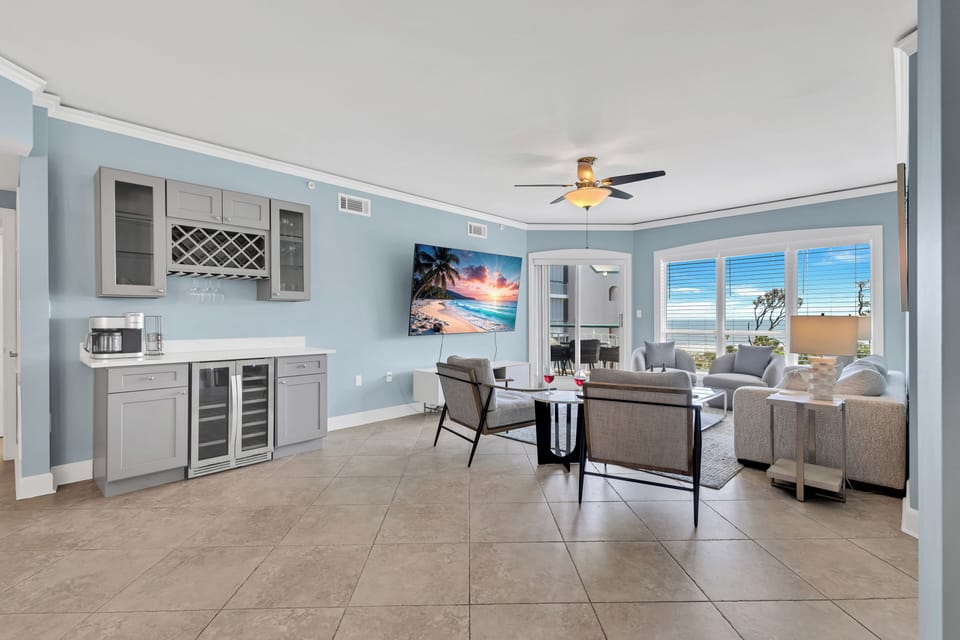 Open-plan layout with natural light from large windows