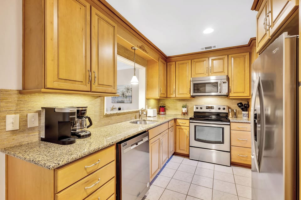 Fully-equipped kitchen with everything necessary to cook basic meals