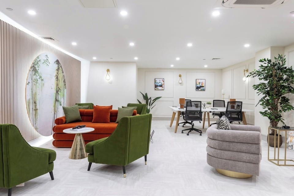 Shared Office Workspace: A common area used by multiple residents for work