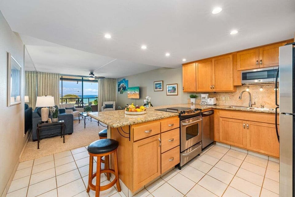 Even the kitchen has a view of the ocean