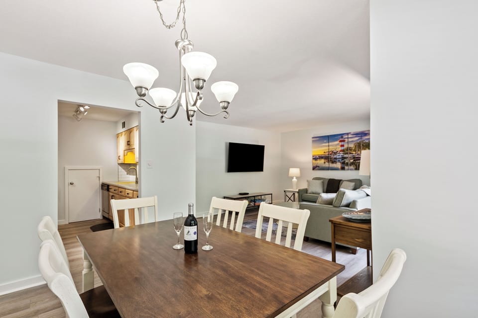 Dining table seats six