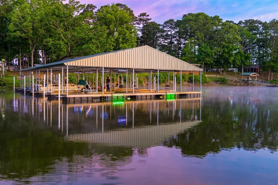 Boat house with fishing lights