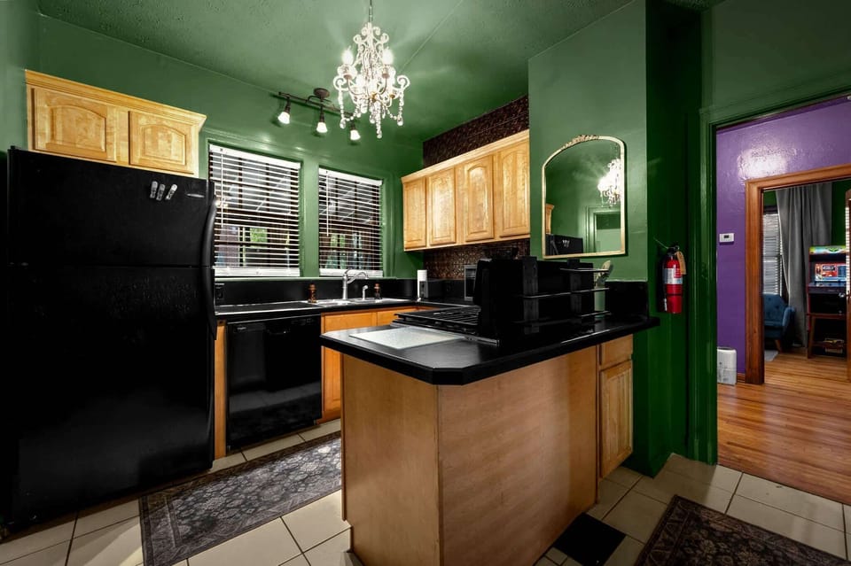 Plenty of room for cooking and entertaining. Kitchen offers Refrigerator with ice maker, gas range, dishwasher, microwave and plenty of pots, pans, mizing bowls, baking dishes and cooking utensils. 