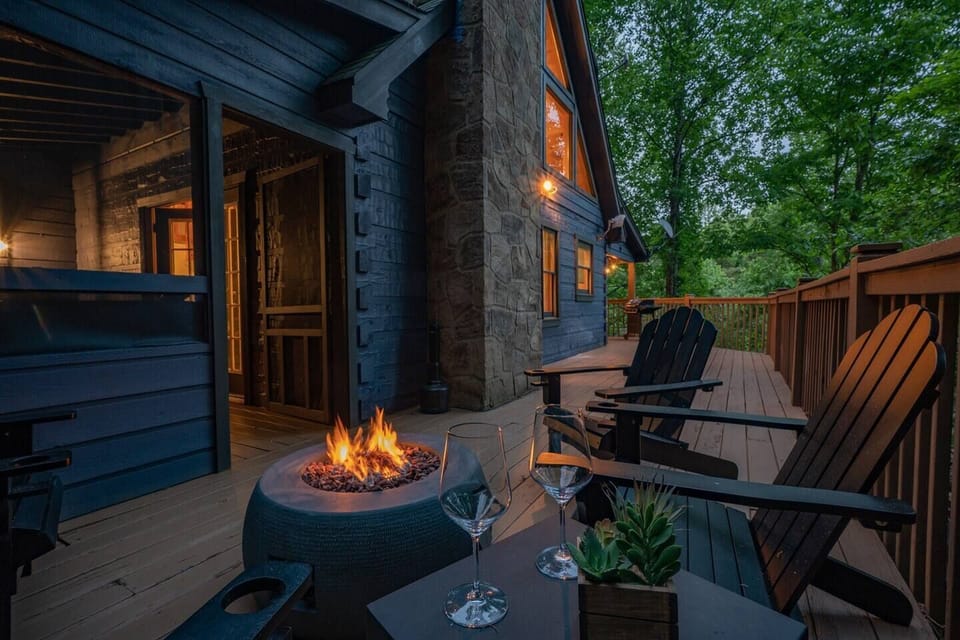 Sitting around the fire pit on the deck while enjoying the sunset! 
