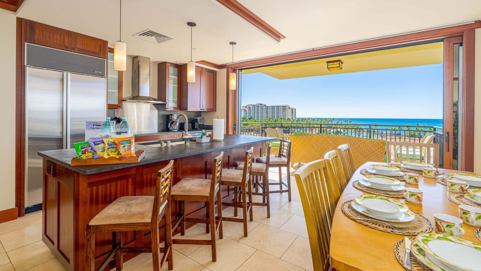 Roy Yamaguchi designed kitchen with ocean views.