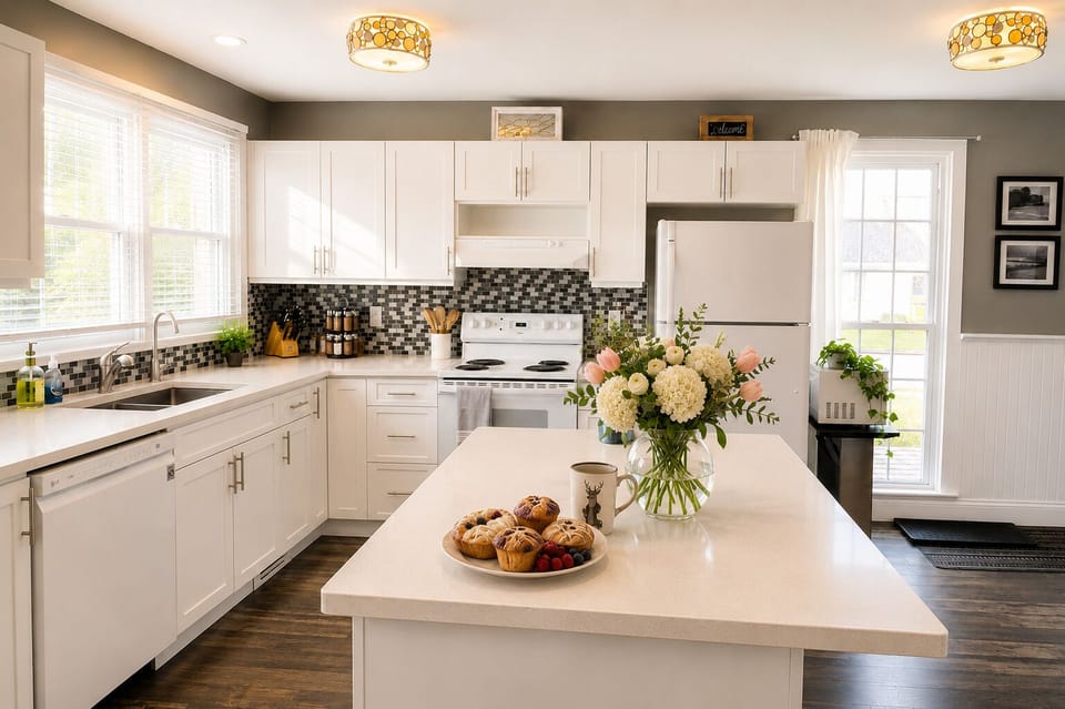 Kitchen - Fully equipped - generous counter space for breakfasts, family meals and weekend getaways